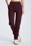 MASKERT Women¡¯s Fleece Pants, High Waisted Casual Straight Leg Pants with Stretch, Warm Fleece Lined Slim Fit Pants with Zipper Pockets for Work Golf Hiking Daily Wear - Wine Red - S - 29