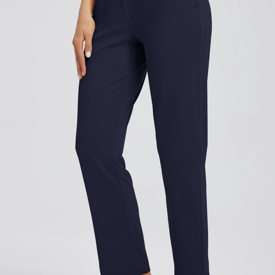 MASKERT Women's Stretchy Casual Pants, High Waisted Ankle Pants with 4 Pockets, Lightweight Travel Work Pants for Women, Business Casual Pants for Office and Golf - Navy Blue - M - 29