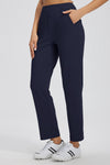 MASKERT Women's Stretchy Casual Pants, High Waisted Ankle Pants with 4 Pockets, Lightweight Travel Work Pants for Women, Business Casual Pants for Office and Golf - Navy Blue - M - 29