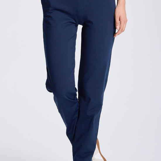 MASKERT Women¡¯s Fleece Pants, High Waisted Casual Straight Leg Pants with Stretch, Warm Fleece Lined Slim Fit Pants with Zipper Pockets for Work Golf Hiking Daily Wear - Navy - XXL - 29
