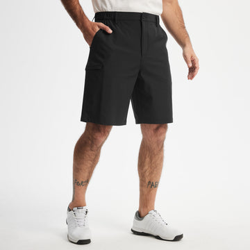MASKERT Men's Golf Shorts 9 Inch, Quick Dry Stretch Casual Shorts with UPF 50+ Sun Protection, Lightweight Outdoor Athletic Shorts with Zipper Pocket for Golf Hiking - Black - 34