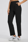 MASKERT Women's Stretchy Casual Pants, High Waisted Ankle Pants with 4 Pockets, Lightweight Travel Work Pants for Women, Business Casual Pants for Office and Golf - Black - S - 25