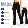 MASKERT Women's Fleece Lined Flare Pants, High Waisted Stretch Casual Pants, Water Resistant Warm Pants with 4 Pockets for Outdoor Travel and Daily Wear