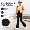 MASKERT Women's Fleece Lined Flare Pants, High Waisted Stretch Casual Pants, Water Resistant Warm Pants with 4 Pockets for Outdoor Travel and Daily Wear