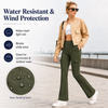 MASKERT Women's Fleece Lined Flare Pants, High Waisted Stretch Casual Pants, Water Resistant Warm Pants with 4 Pockets for Outdoor Travel and Daily Wear