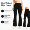MASKERT Women's Fleece Lined Flare Pants, High Waisted Stretch Casual Pants, Water Resistant Warm Pants with 4 Pockets for Outdoor Travel and Daily Wear