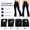 MASKERT Women's Fleece Lined Flare Pants, High Waisted Stretch Casual Pants, Water Resistant Warm Pants with 4 Pockets for Outdoor Travel and Daily Wear
