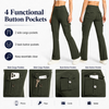 MASKERT Women's Fleece Lined Flare Pants, High Waisted Stretch Casual Pants, Water Resistant Warm Pants with 4 Pockets for Outdoor Travel and Daily Wear