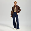 Women's Fleece Lined Bootcut Pants, High Waisted Stretch Casual Pants, Warm Winter Work Pants with Pockets