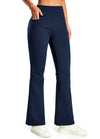 Women's Fleece Lined Bootcut Pants, High Waisted Stretch Casual Pants, Warm Winter Work Pants with Pockets