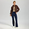 Women's Fleece Lined Bootcut Pants, High Waisted Stretch Casual Pants, Warm Winter Work Pants with Pockets