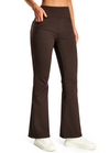 Women's Fleece Lined Bootcut Pants, High Waisted Stretch Casual Pants, Warm Winter Work Pants with Pockets