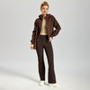 Women's Fleece Lined Bootcut Pants, High Waisted Stretch Casual Pants, Warm Winter Work Pants with Pockets