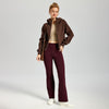 Women's Fleece Lined Bootcut Pants, High Waisted Stretch Casual Pants, Warm Winter Work Pants with Pockets