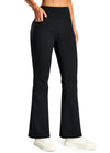 Women's Fleece Lined Bootcut Pants, High Waisted Stretch Casual Pants, Warm Winter Work Pants with Pockets