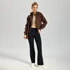 Women's Fleece Lined Bootcut Pants, High Waisted Stretch Casual Pants, Warm Winter Work Pants with Pockets