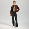 Women's Fleece Lined Bootcut Pants, High Waisted Stretch Casual Pants, Warm Winter Work Pants with Pockets