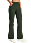 Women's Fleece Lined Bootcut Pants, High Waisted Stretch Casual Pants, Warm Winter Work Pants with Pockets