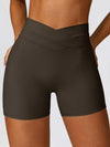 High Waist Crossover Yoga Biker Shorts 4" - MASKERT - 
