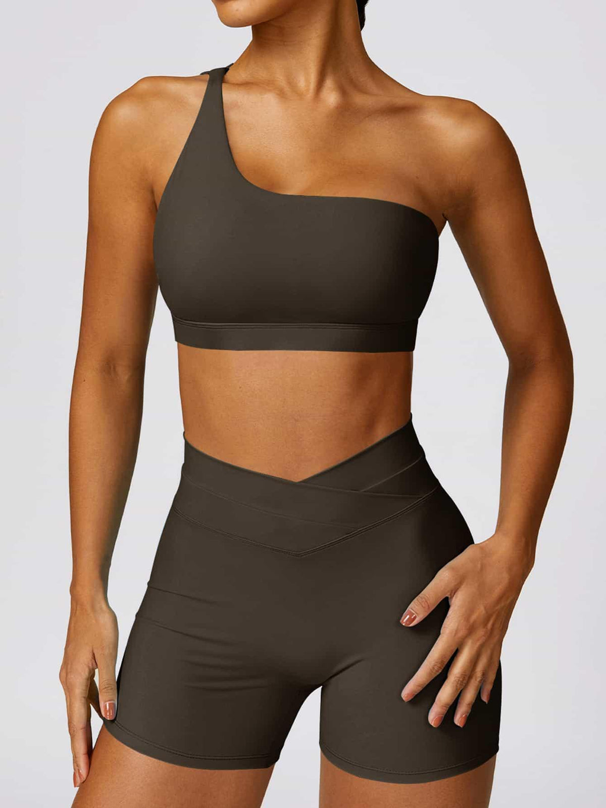 High Waist Crossover Yoga Biker Shorts 4" - MASKERT - 