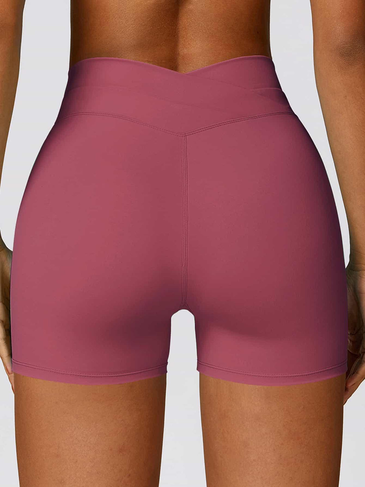 High Waist Crossover Yoga Biker Shorts 4" - MASKERT - Midnight Blue / XS