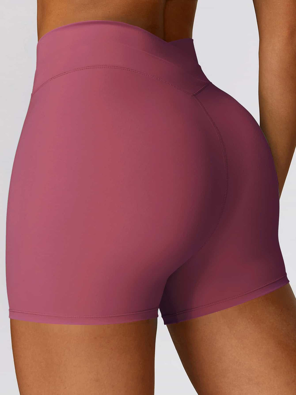 High Waist Crossover Yoga Biker Shorts 4" - MASKERT - Midnight Blue / XS