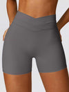 High Waist Crossover Yoga Biker Shorts 4" - MASKERT - 