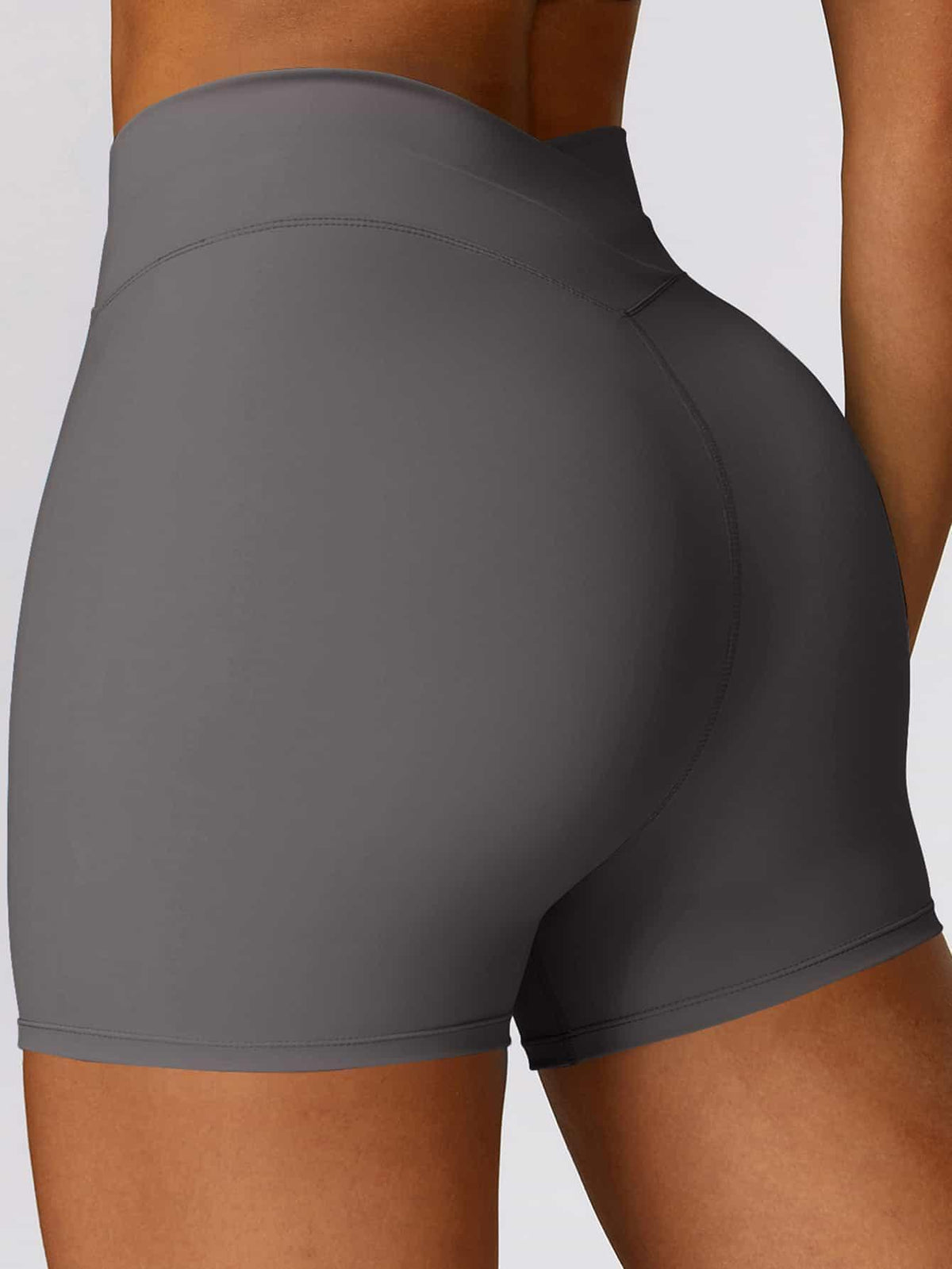 High Waist Crossover Yoga Biker Shorts 4" - MASKERT - 