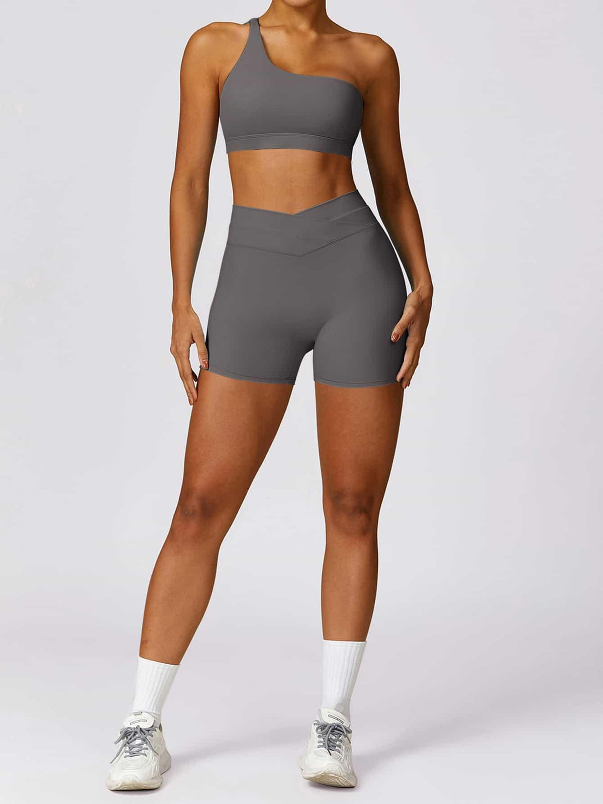 High Waist Crossover Yoga Biker Shorts 4" - MASKERT - 