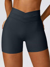 High Waist Crossover Yoga Biker Shorts 4" - MASKERT - 