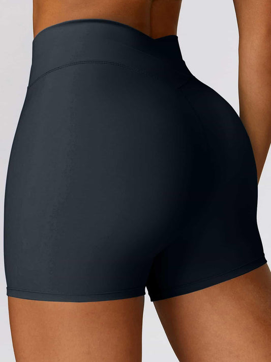 High Waist Crossover Yoga Biker Shorts 4" - MASKERT - 