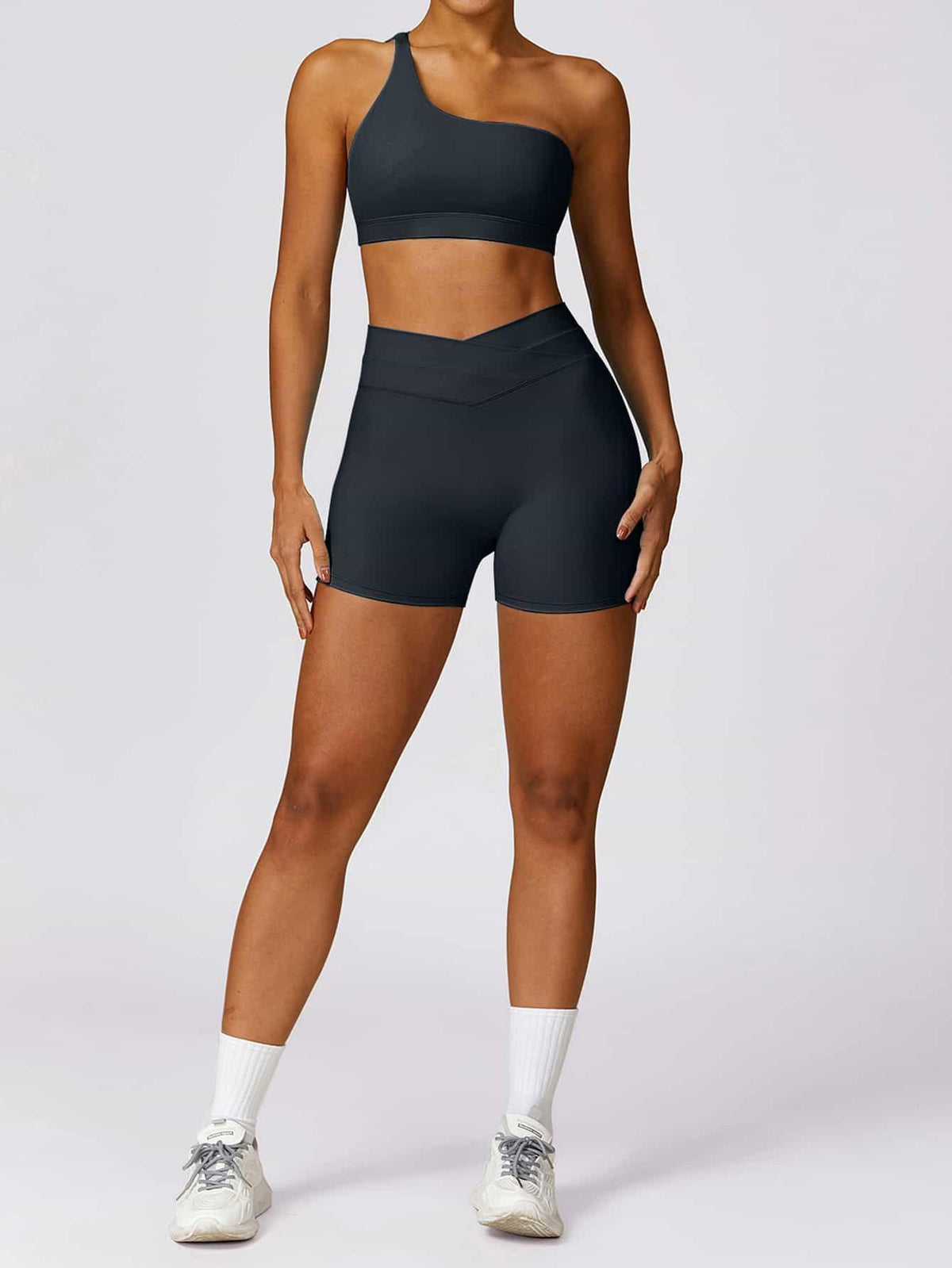 High Waist Crossover Yoga Biker Shorts 4" - MASKERT - 