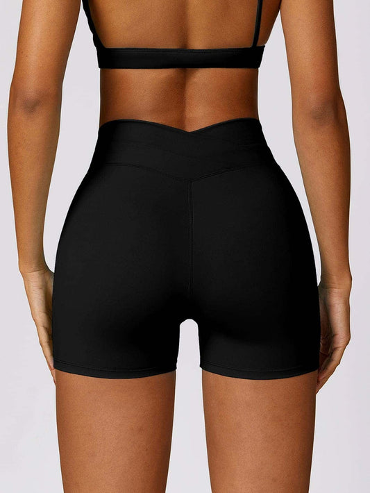 High Waist Crossover Yoga Biker Shorts 4"