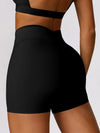 High Waist Crossover Yoga Biker Shorts 4" - MASKERT - Black / XS