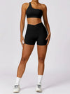 High Waist Crossover Yoga Biker Shorts 4" - MASKERT - Black / XS