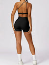 High Waist Crossover Yoga Biker Shorts 4" - MASKERT - Black / XS