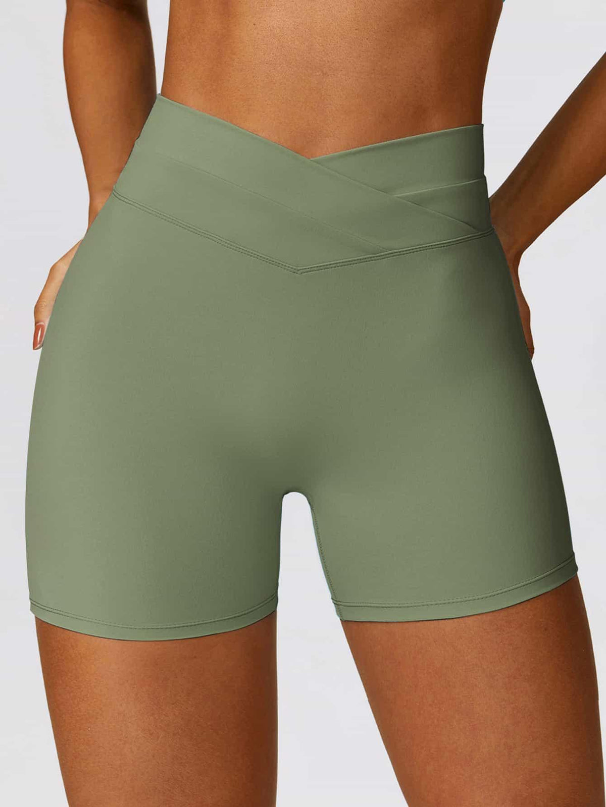 High Waist Crossover Yoga Biker Shorts 4" - MASKERT - Black / XS