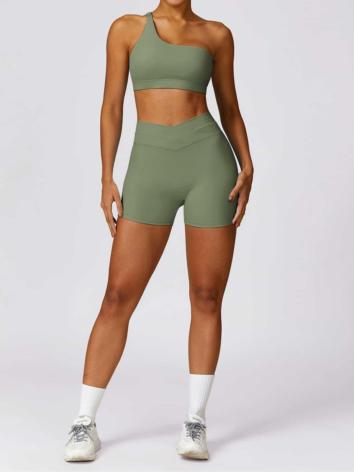 High Waist Crossover Yoga Biker Shorts 4" - MASKERT - 