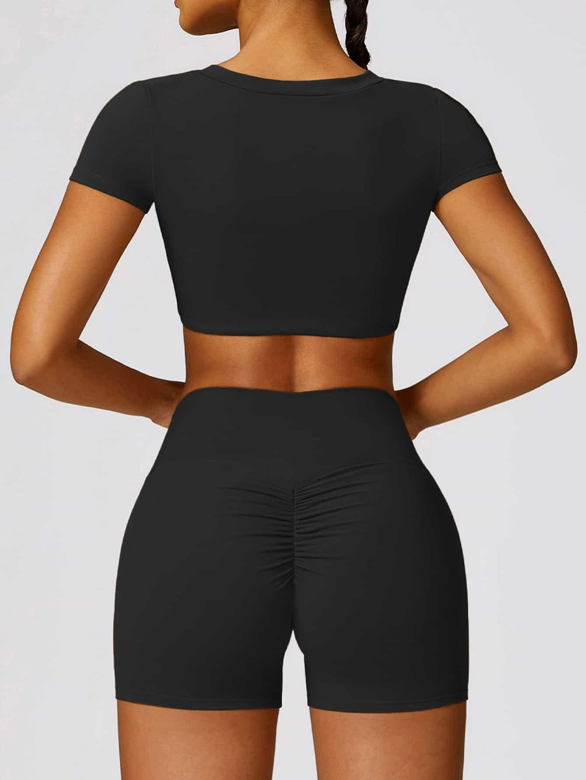 BodySculpt High Waist Ruched Fitness Shorts 4'' - MASKERT - Urban Blue / XS