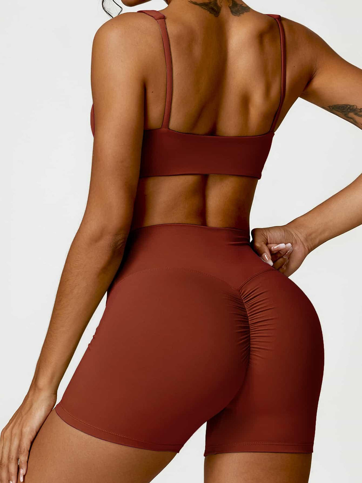 BodySculpt High Waist Ruched Fitness Shorts 4'' - MASKERT - Urban Blue / XS