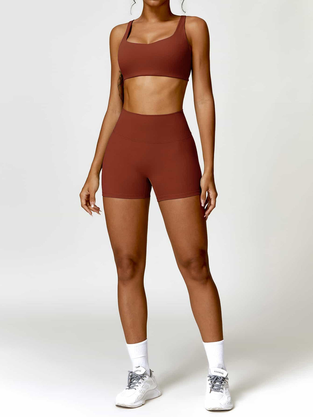 BodySculpt High Waist Ruched Fitness Shorts 4'' - MASKERT - Urban Blue / XS