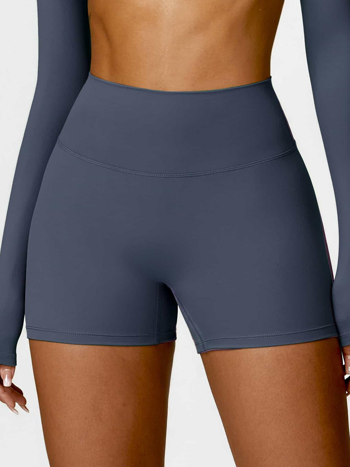 BodySculpt High Waist Ruched Fitness Shorts 4'' - MASKERT - Urban Blue / XS