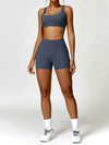 BodySculpt High Waist Ruched Fitness Shorts 4'' - MASKERT - Urban Blue / XS