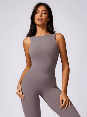 Sleeveless Butt Lifting Flare Jumpsuit 31''