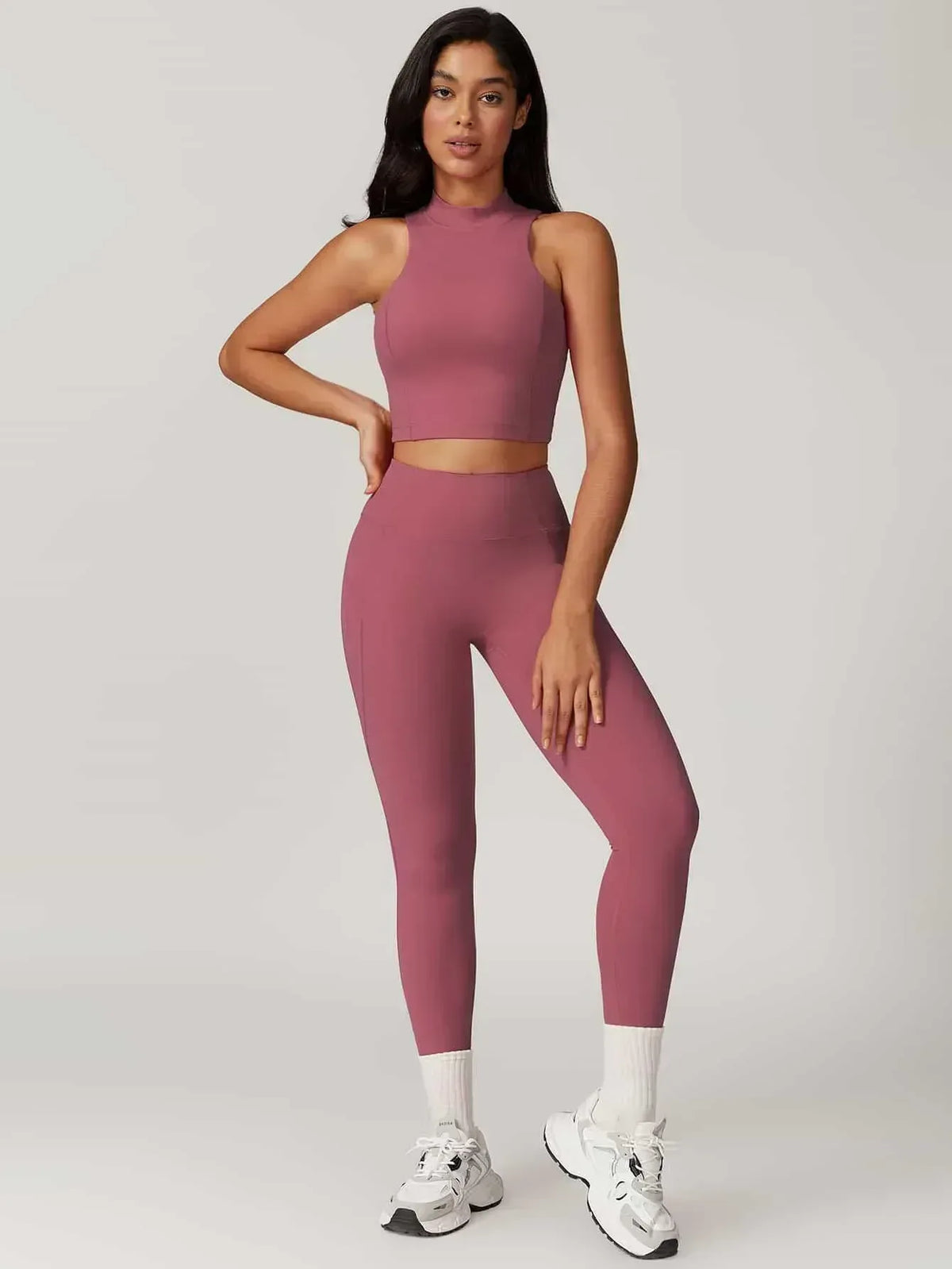 High Waist Butt Lifting Leggings 26" - MASKERT - Dusty Pink / XS