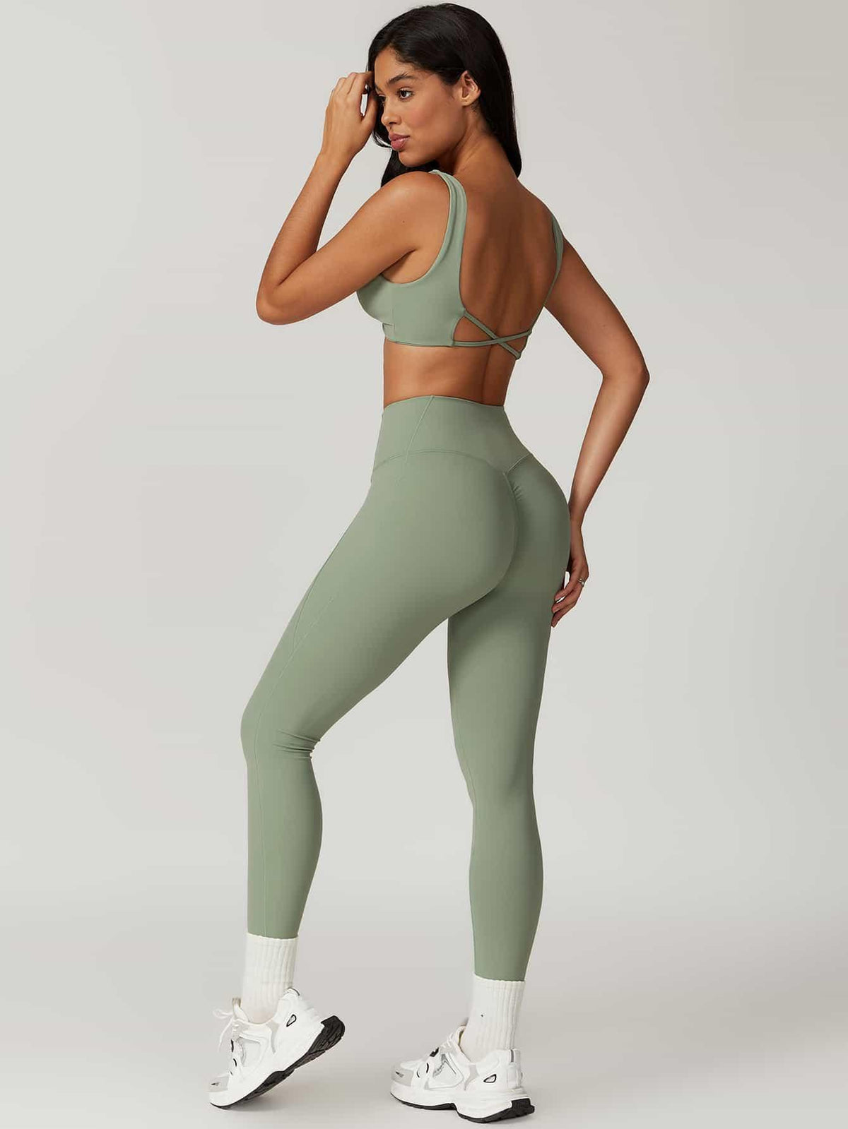 High Waist Butt Lifting Leggings 26" - MASKERT - Dusty Pink / XS