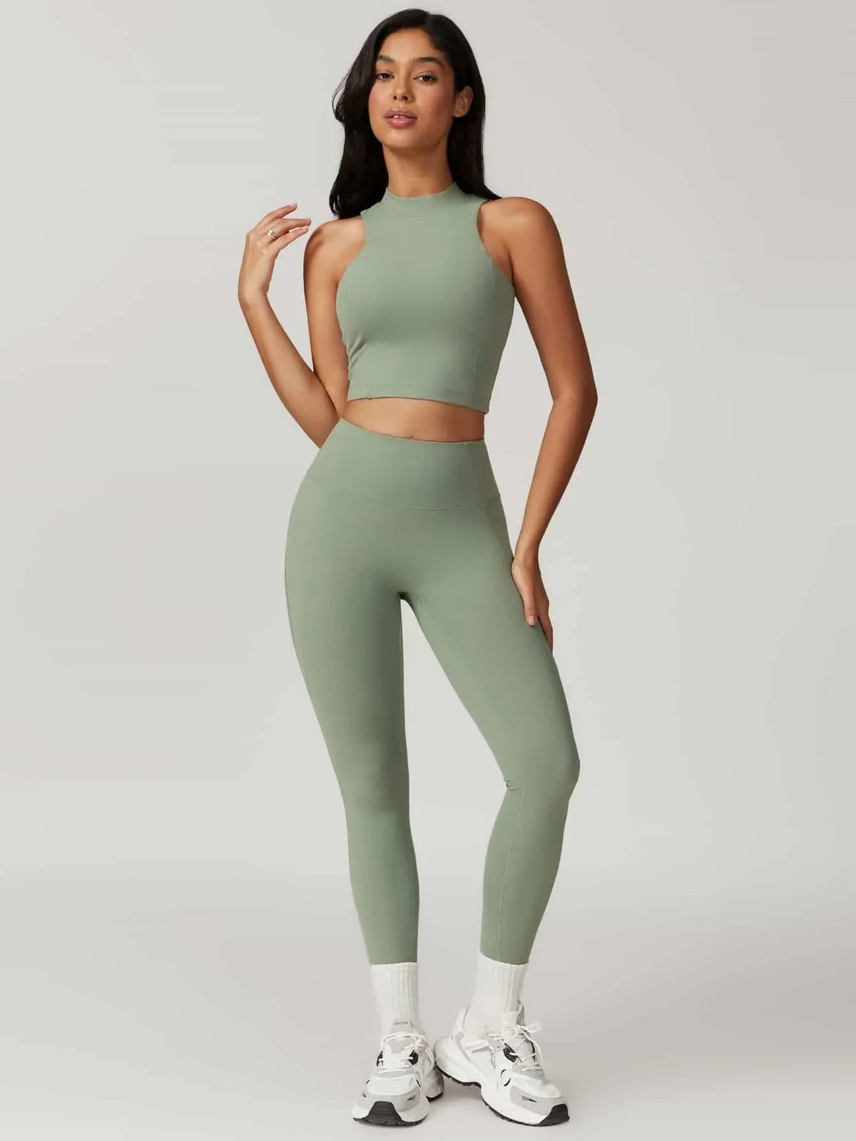 High Waist Butt Lifting Leggings 26" - MASKERT - Dusty Pink / XS