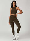 High Waist Butt Lifting Leggings 26" - MASKERT - Mocha Olive / XS