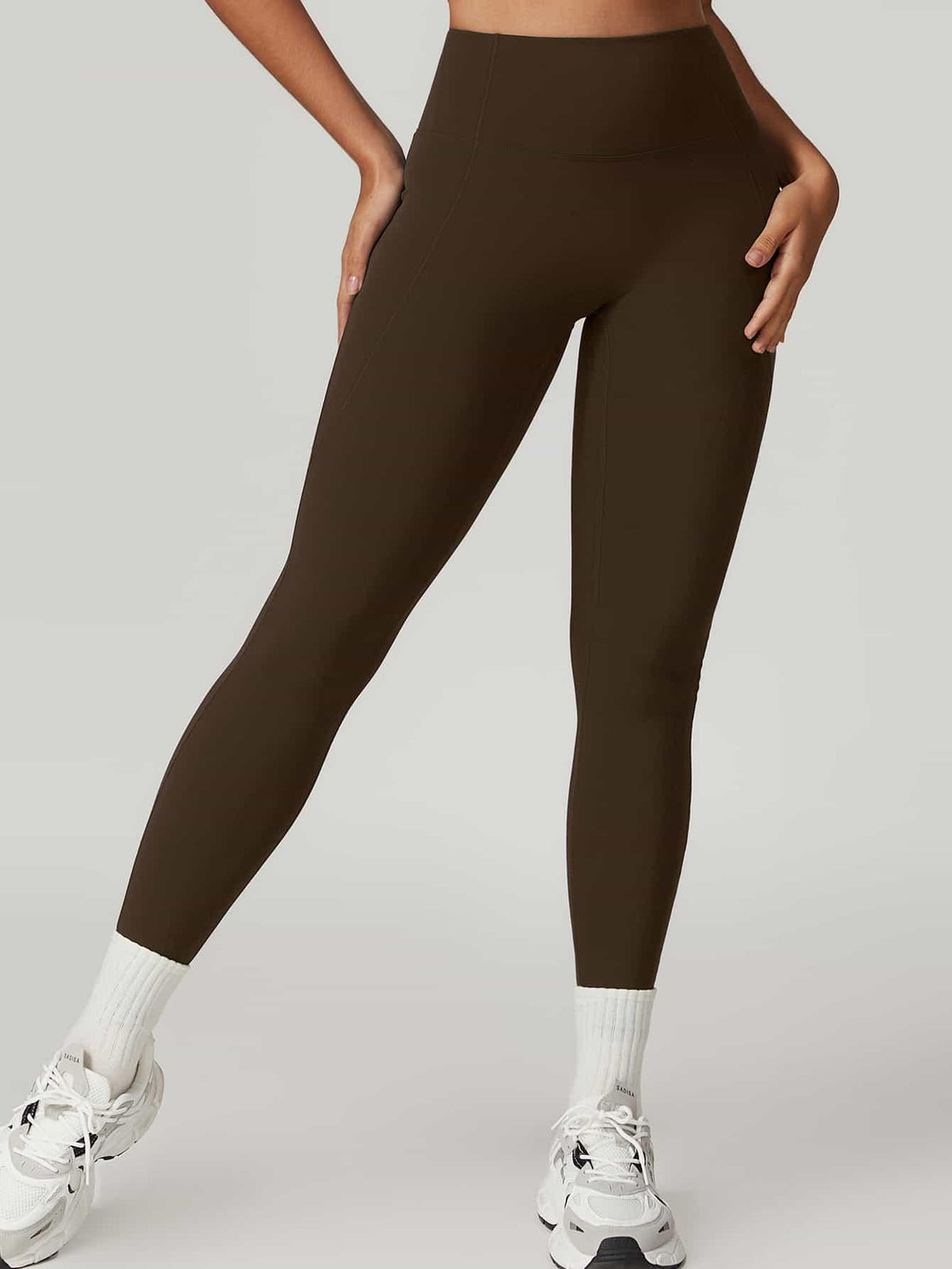 High Waist Butt Lifting Leggings 26" - MASKERT - Mocha Olive / XS