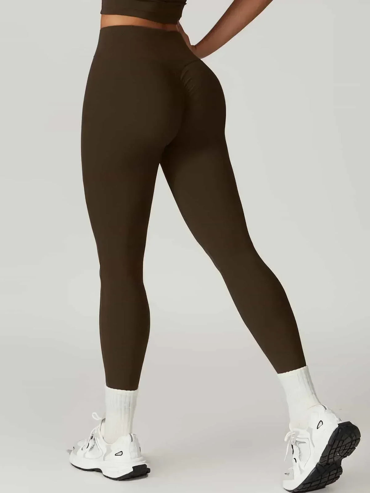 High Waist Butt Lifting Leggings 26" - MASKERT - Mocha Olive / XS